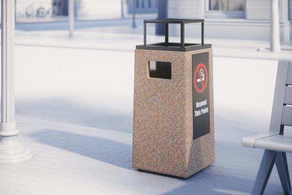 Stone public waste bin