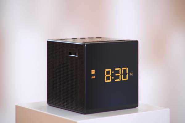 Cube alarm clock radio