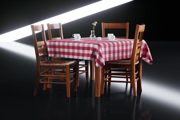 Wooden dining table with chairs