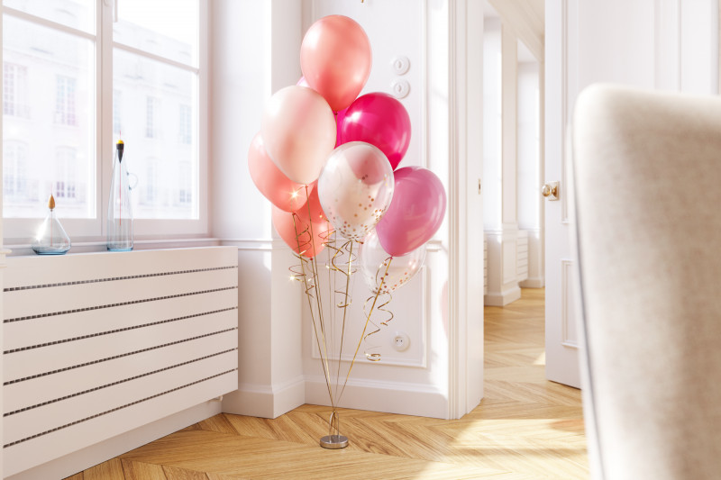 Pink party balloons 3D model