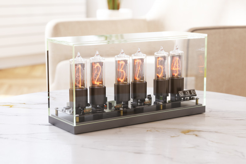 Nixie clock in glass cabbinet 3D model