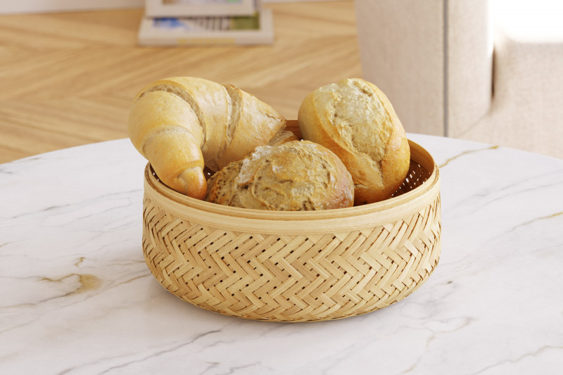 Wicker bread basket 3D Model