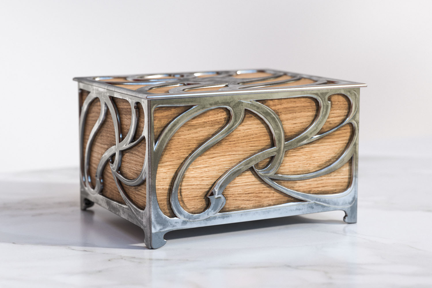 Wooden and metal casket image