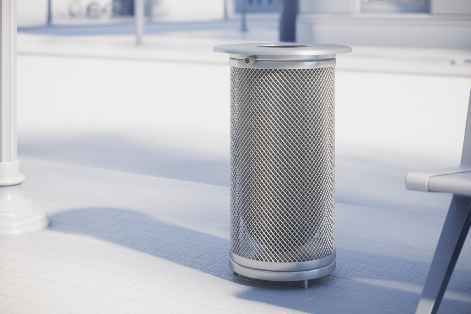 Metal public waste bin image