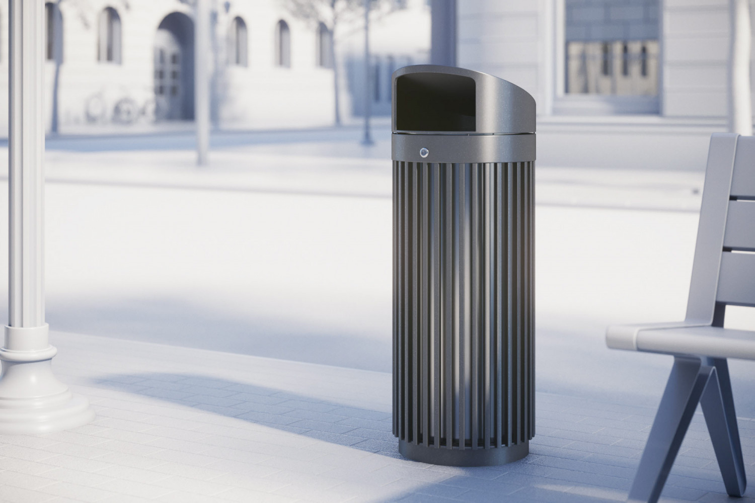 Metal public waste bin image