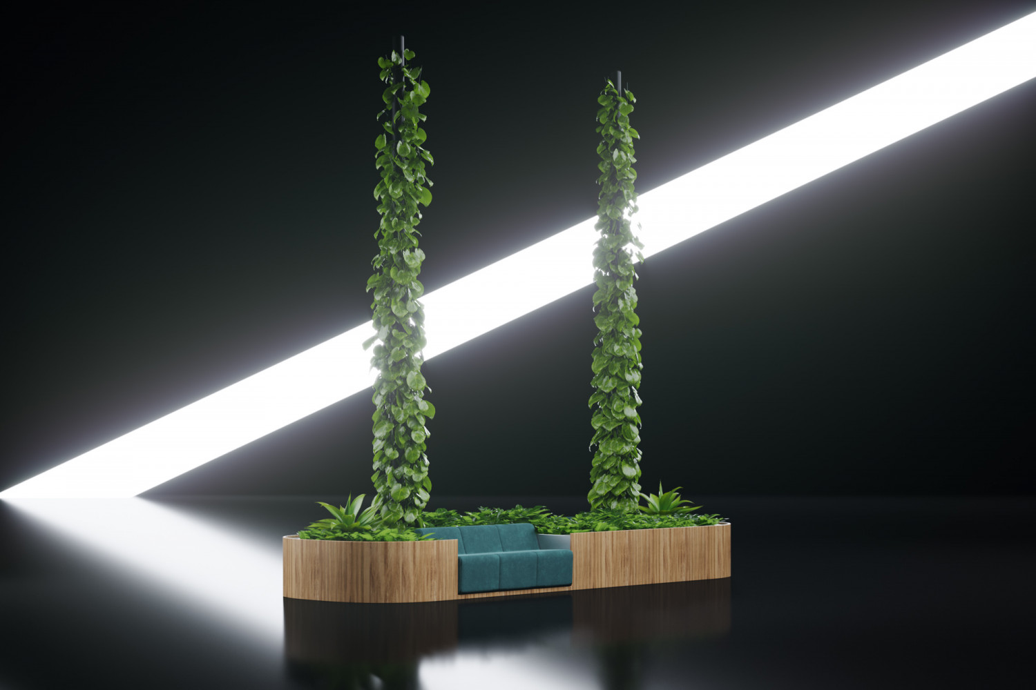Large plant in planter with seats image
