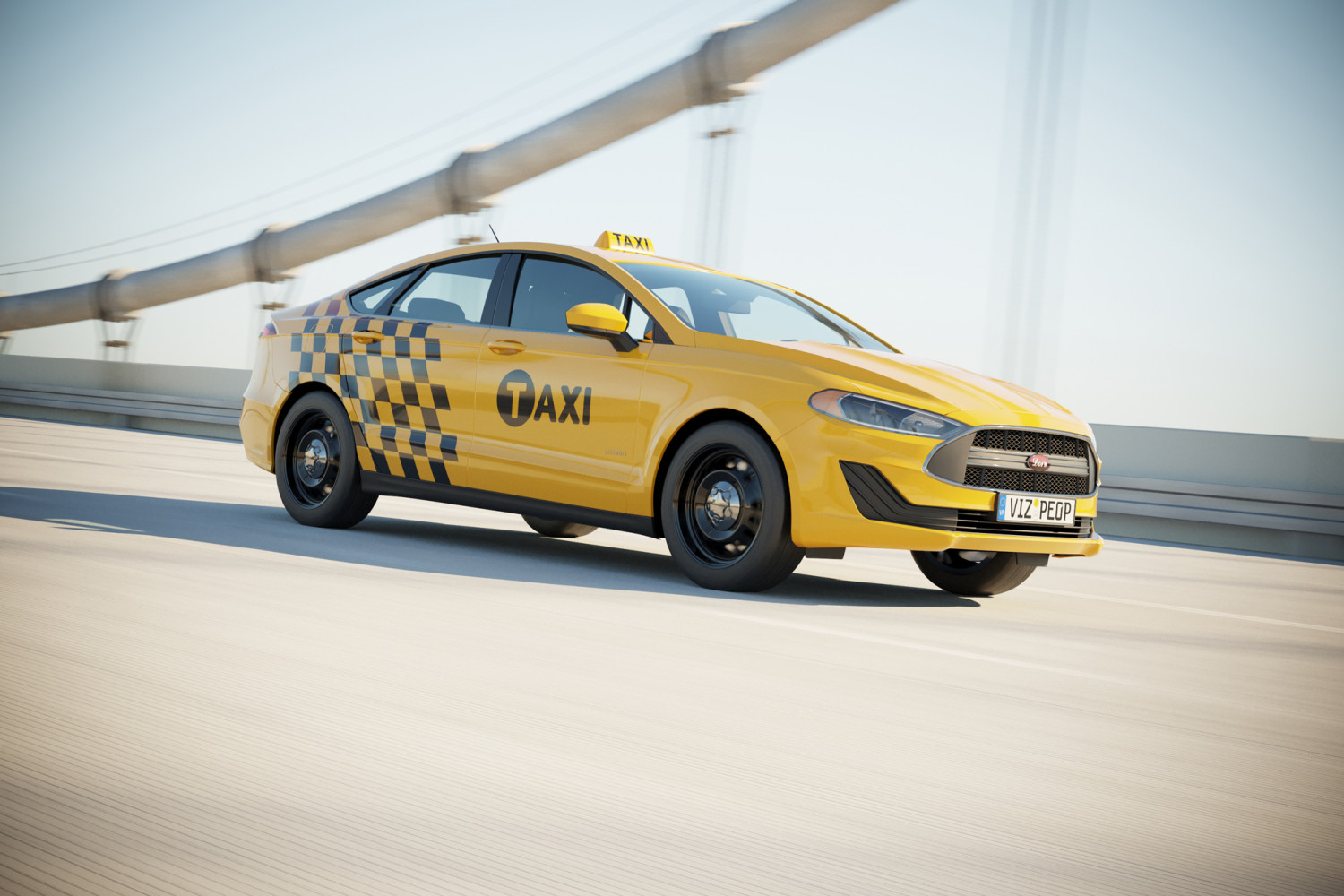 American yellow taxi sedan