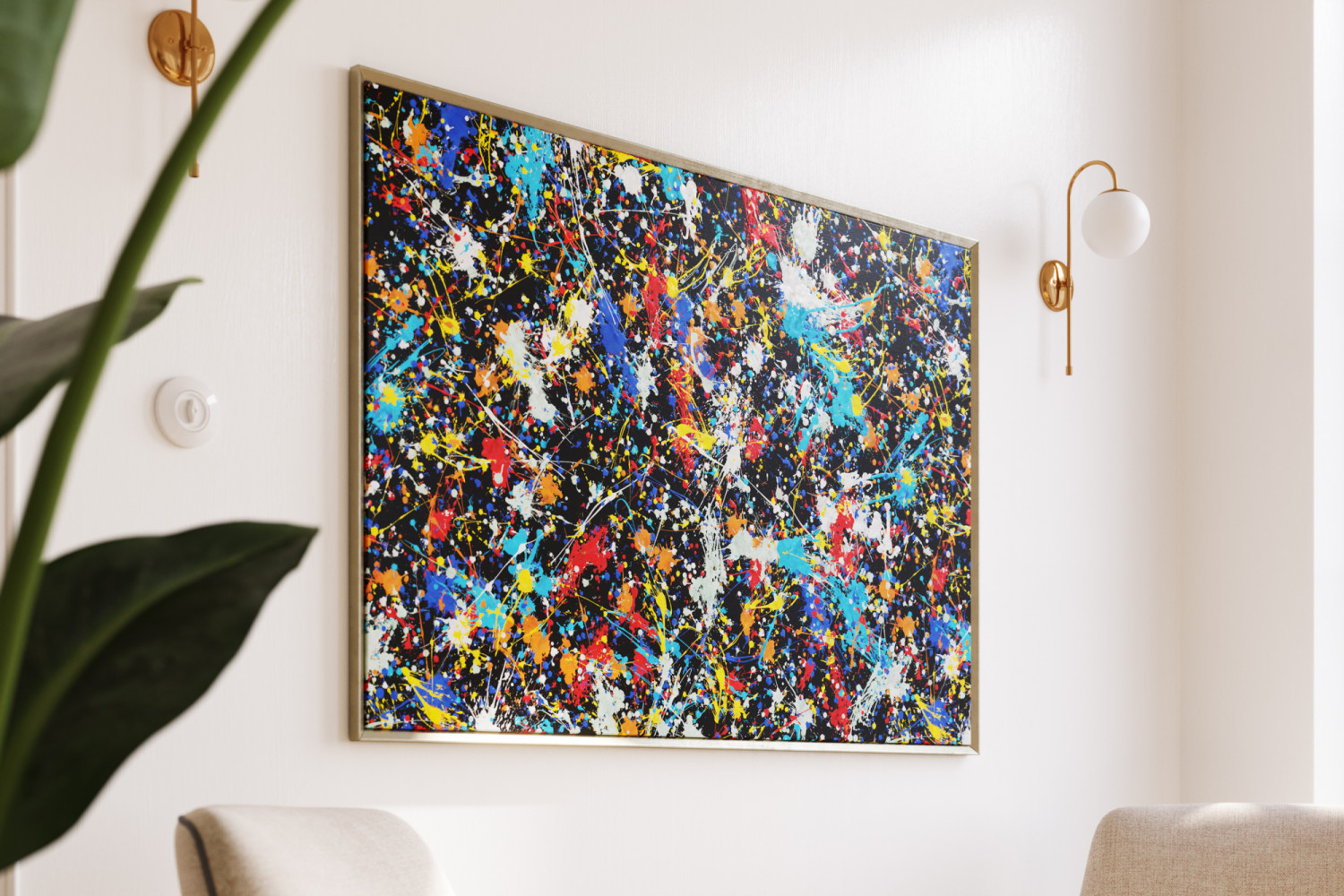 Large abstract painting in a frame 3D model