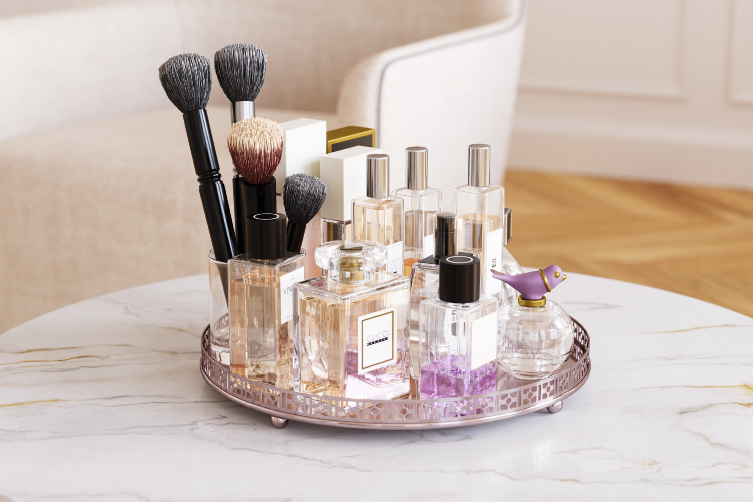 Cosmetics and perfume tray 3D model