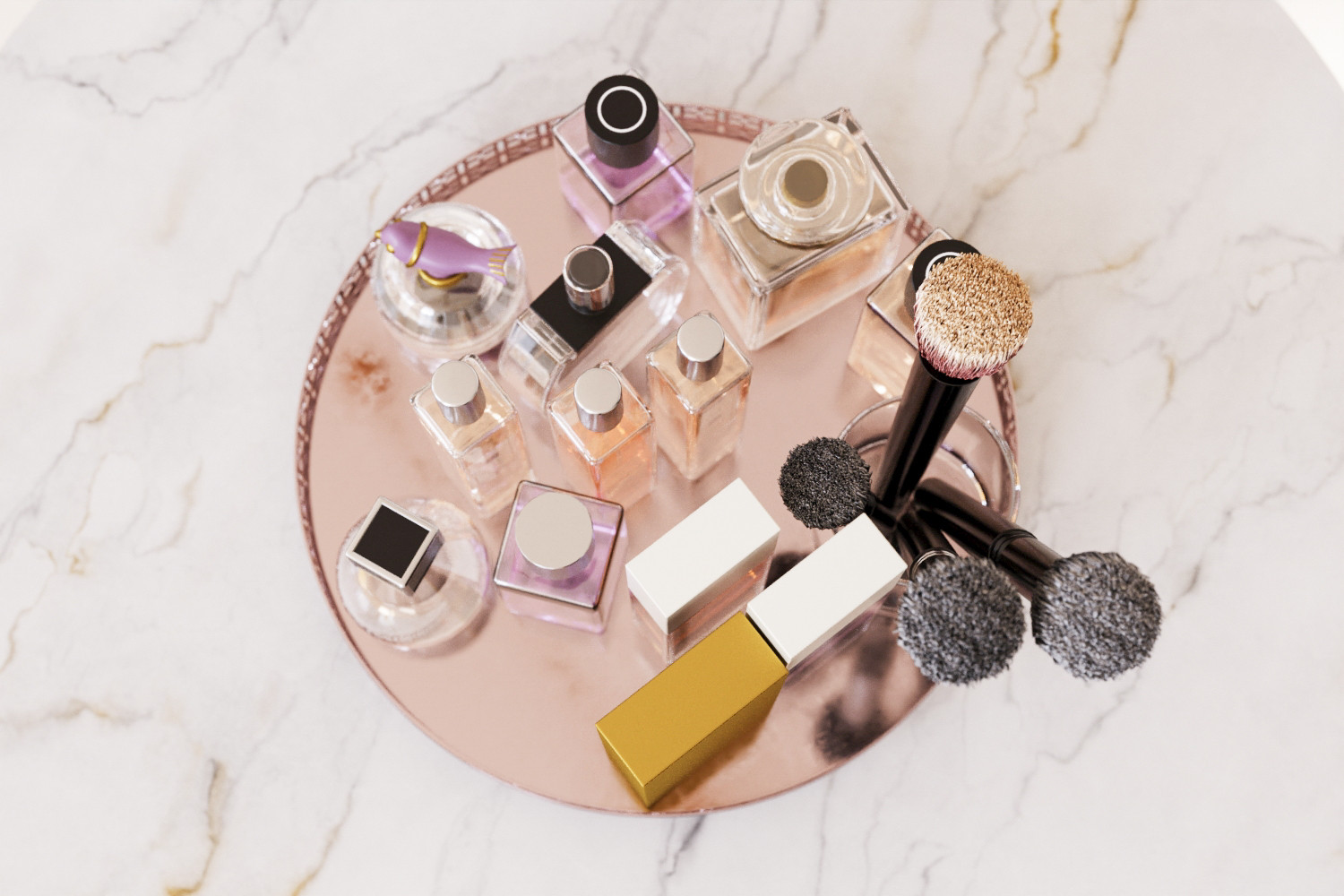 Cosmetics and perfume tray 3D model
