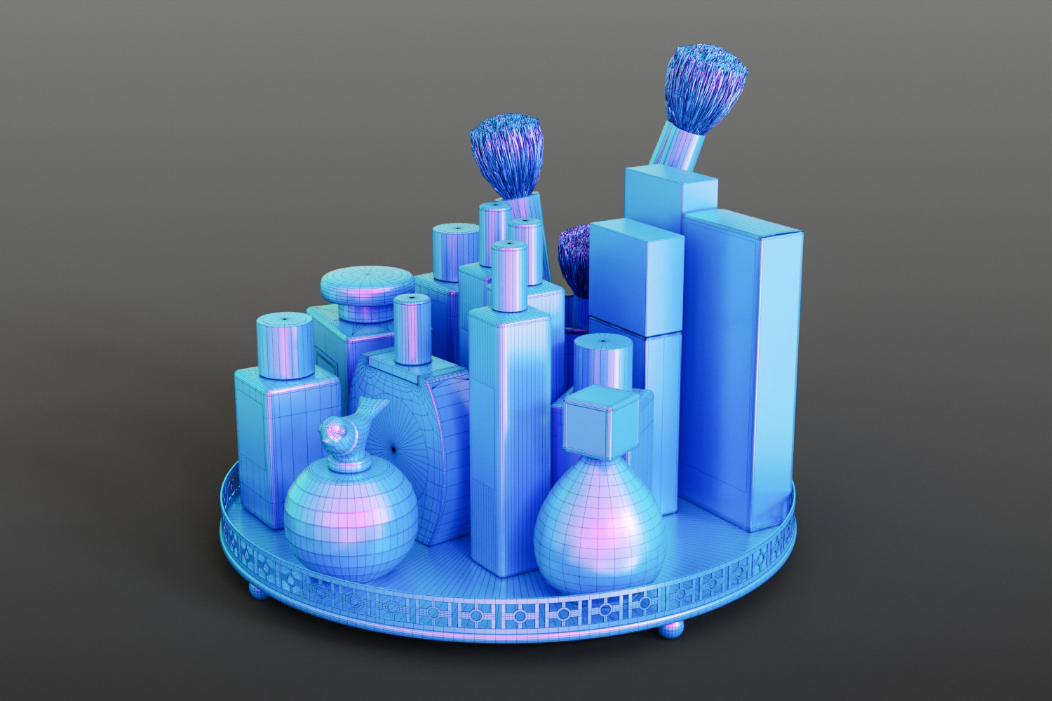 Cosmetics and perfume tray 3D model