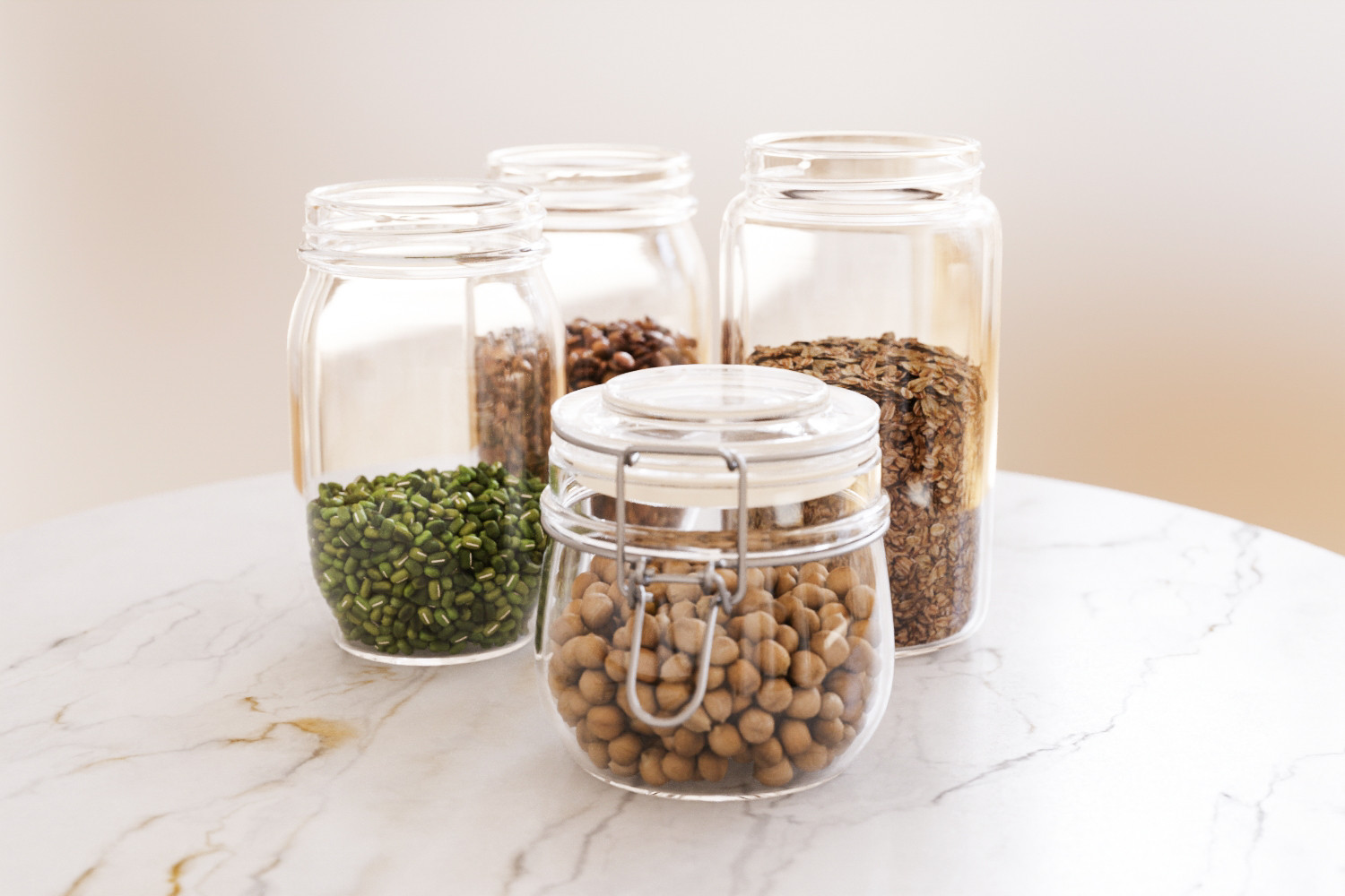 Kitchen jars with grains 3D model