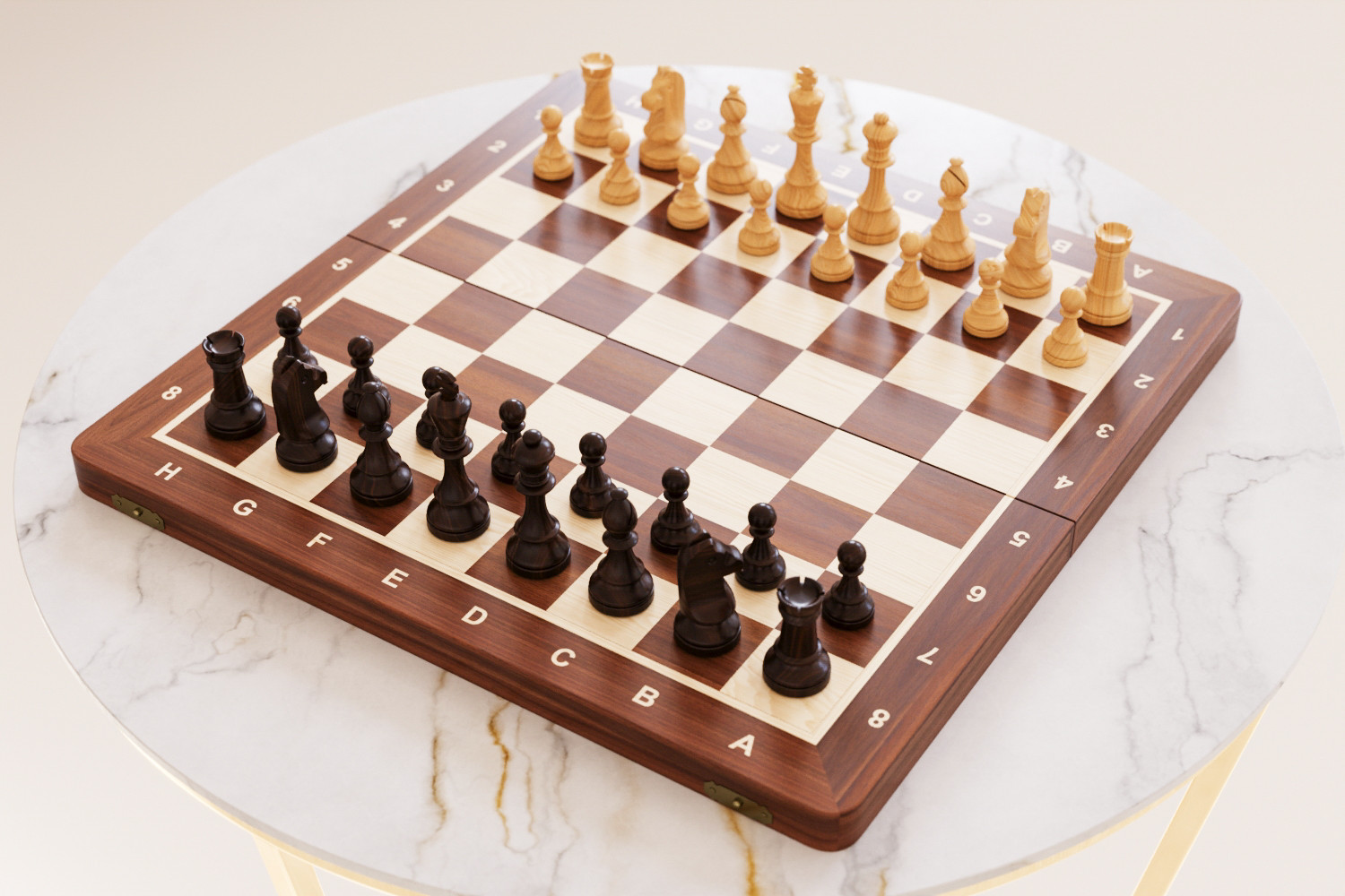 Classic wooden chess board 3D model