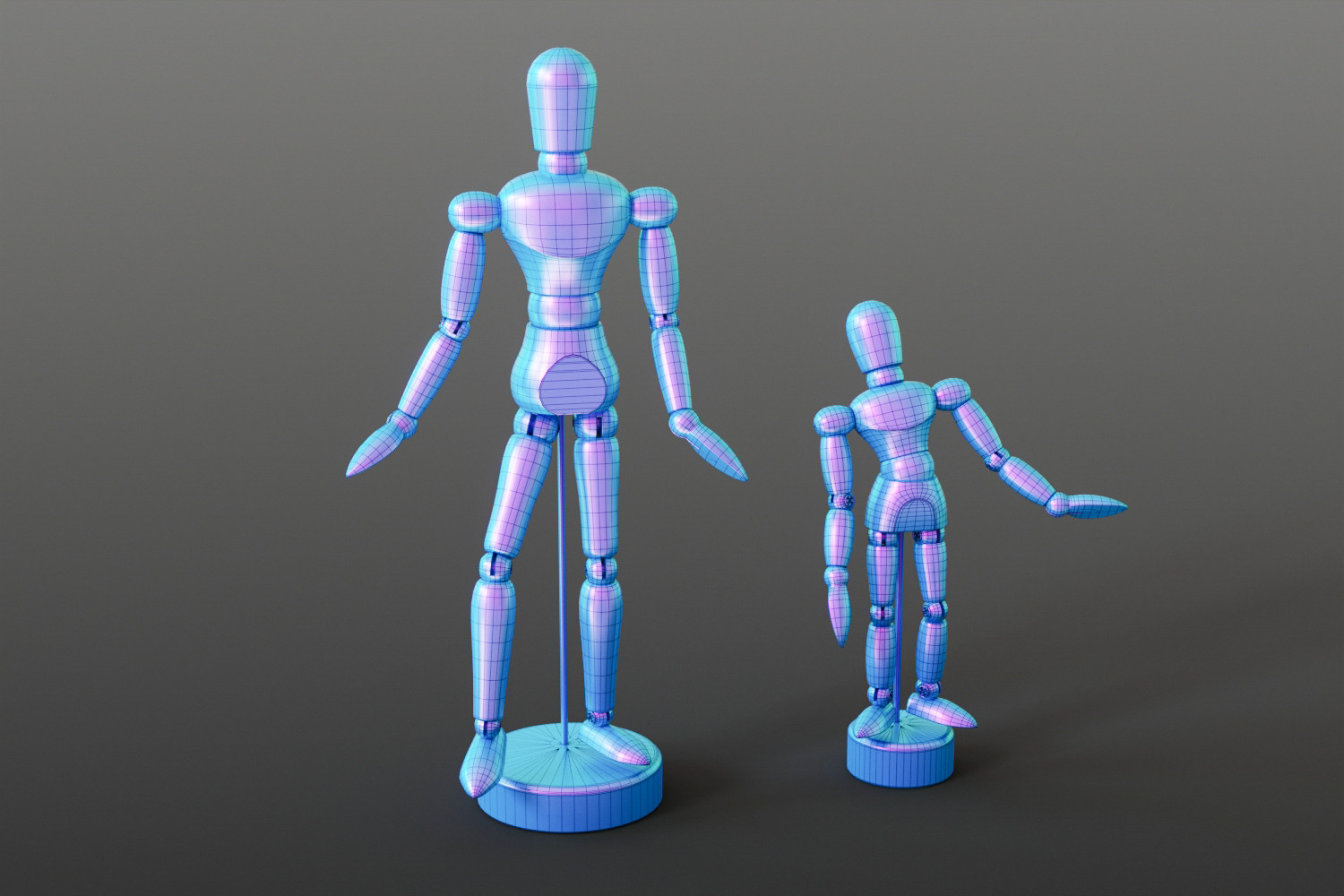 Wooden pose figures 3D model