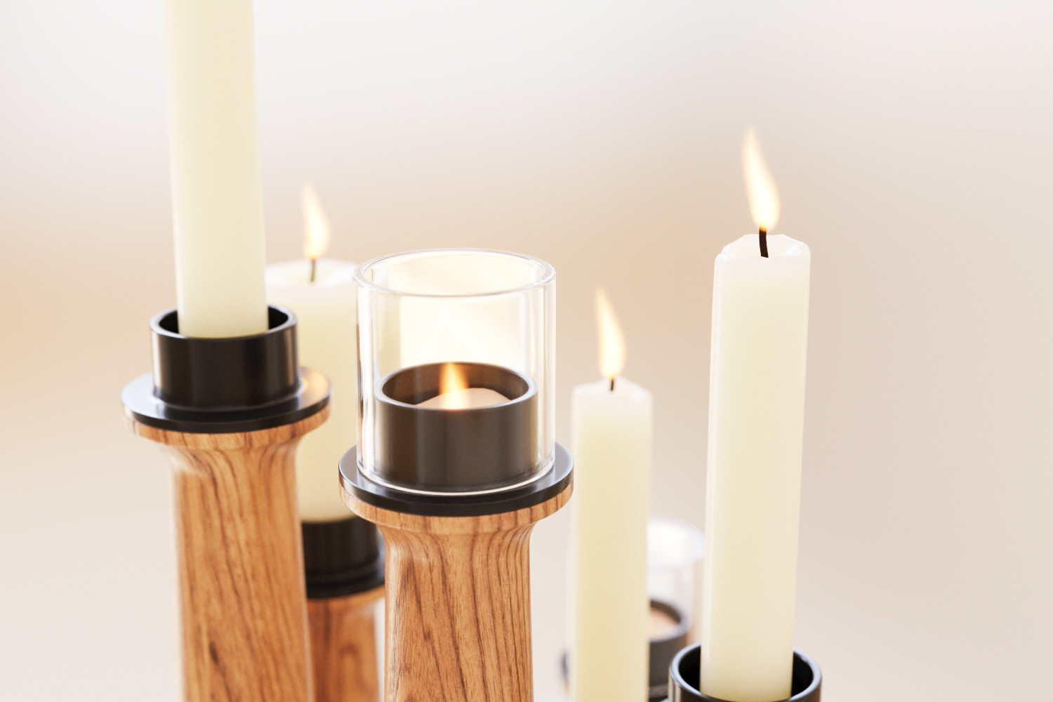 Wooden candle holders 3D model