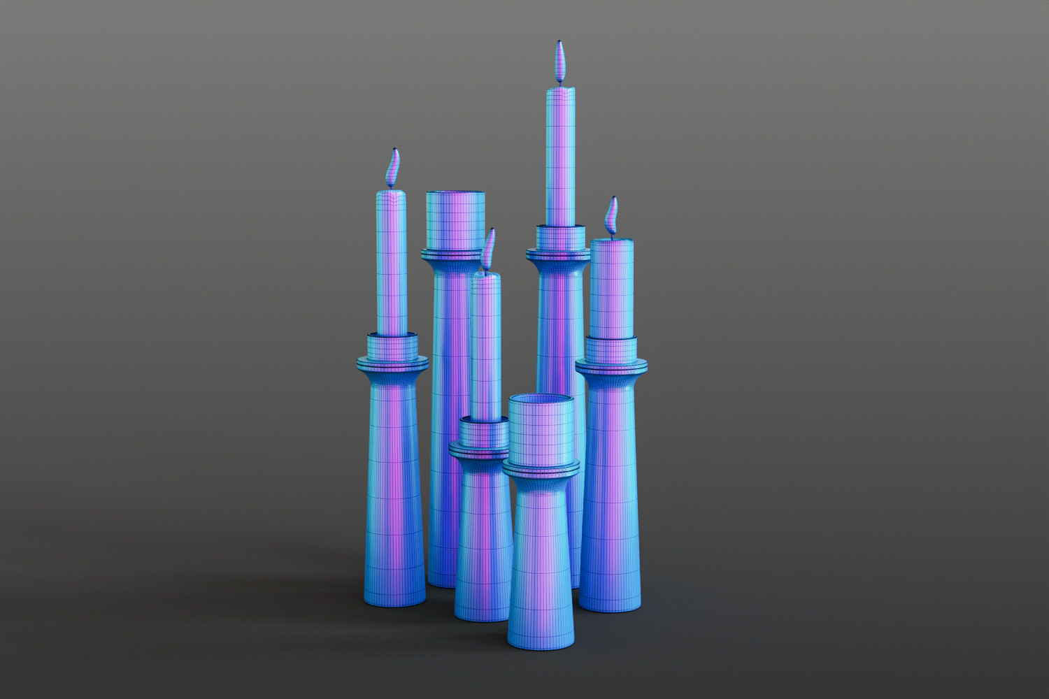Wooden candle holders 3D model
