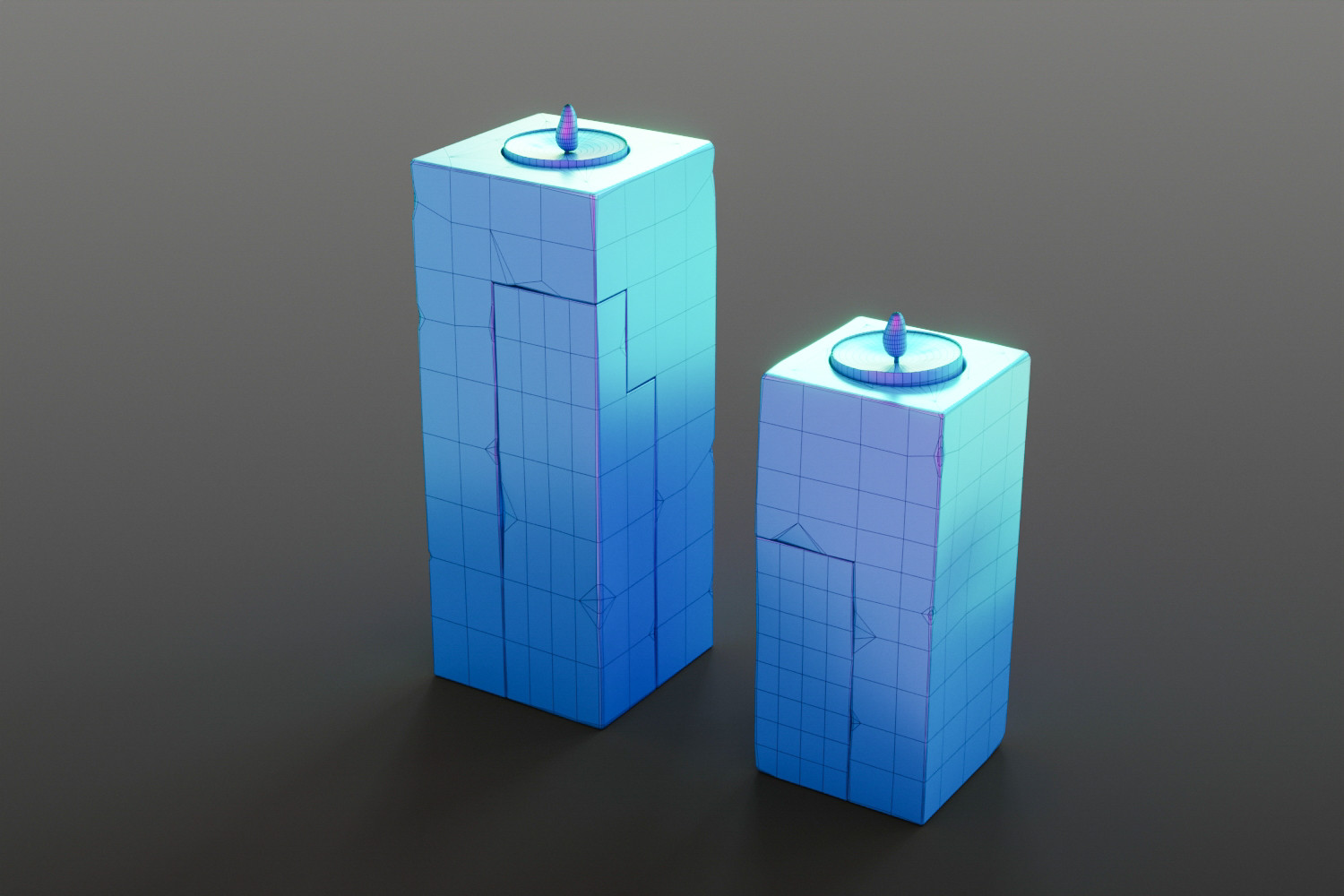 Wood and concrete candle holders 3D model