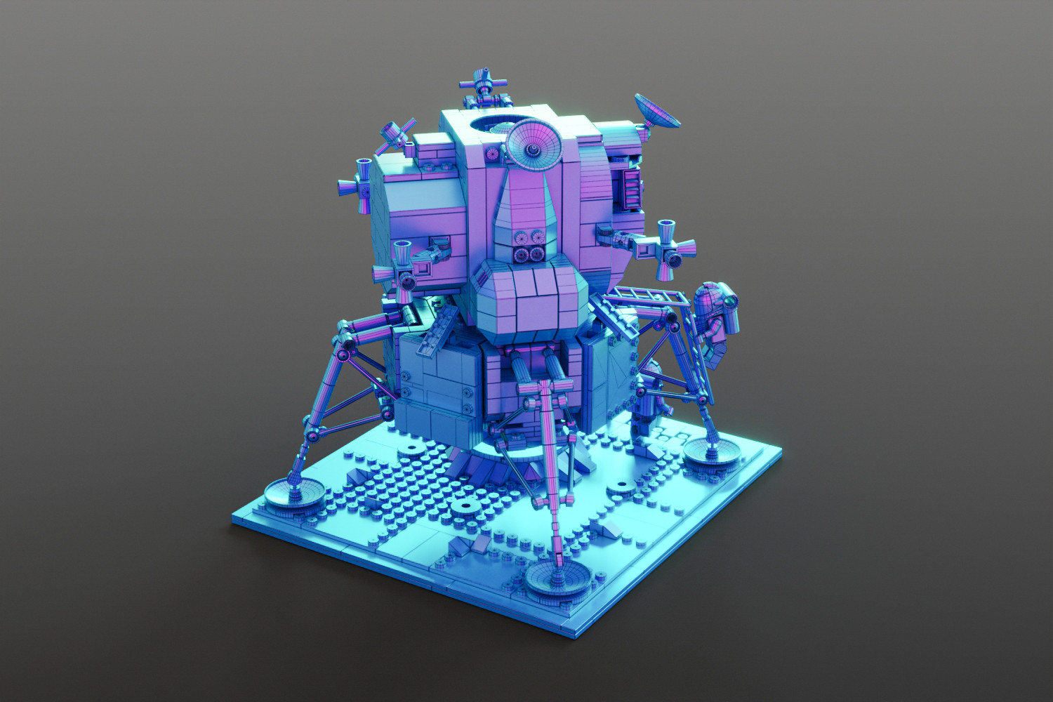 Brick lunar lander set 3D model