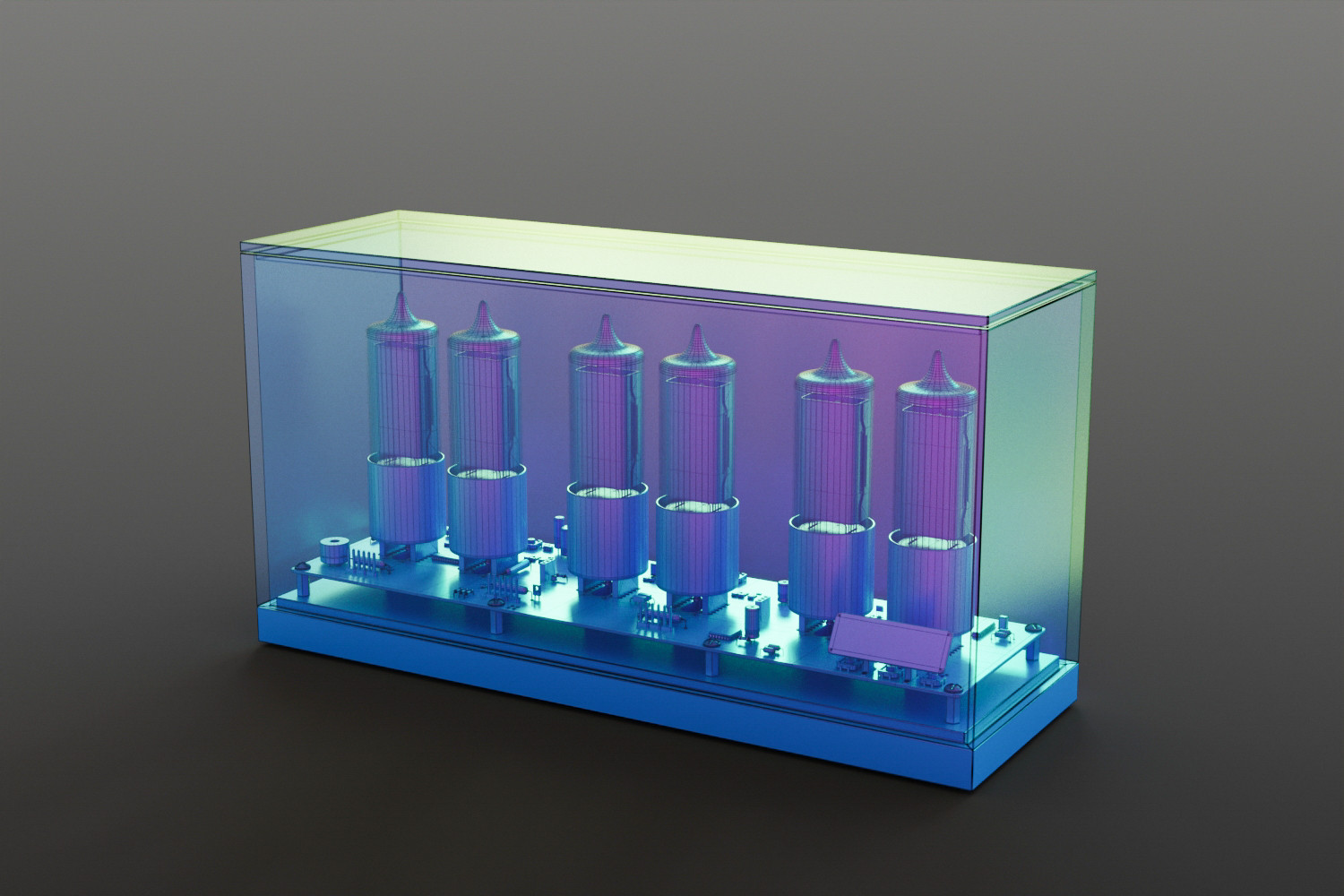 Nixie clock in glass cabbinet 3D model