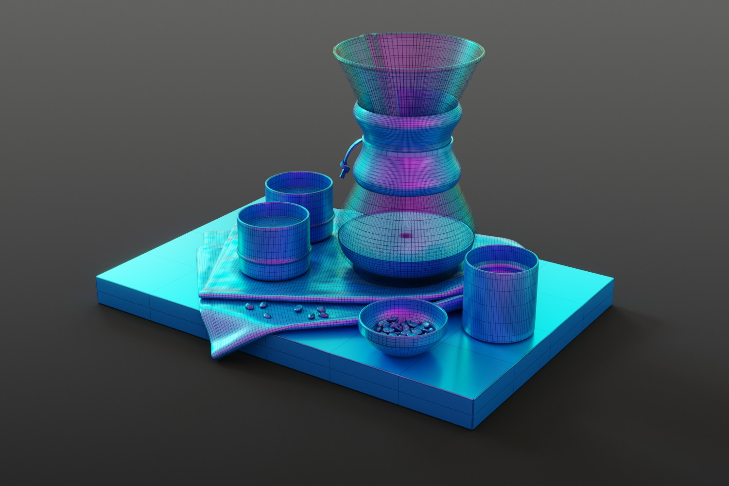 Drip coffee set 3D Model