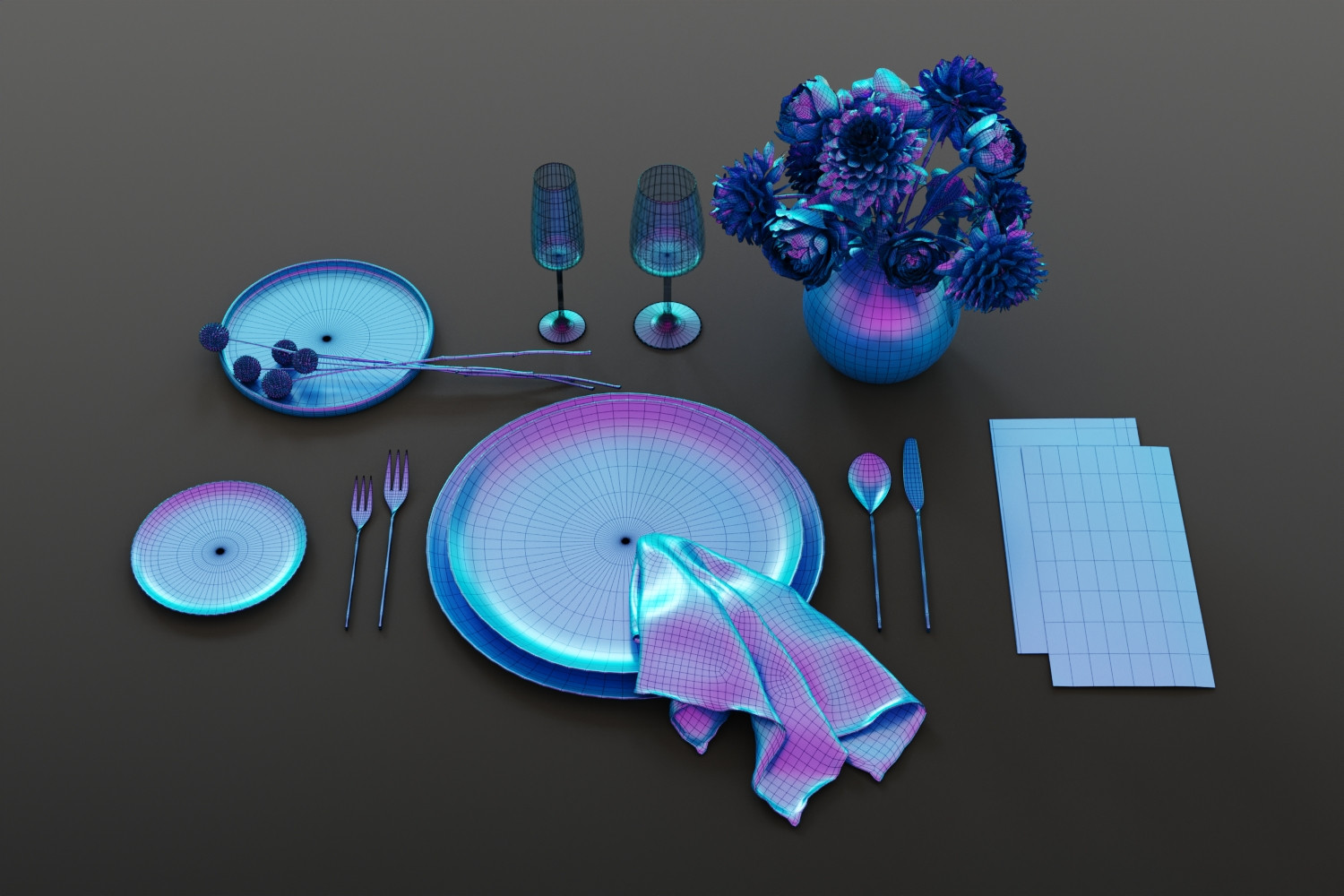 Modern restaurant tableware 3D Model