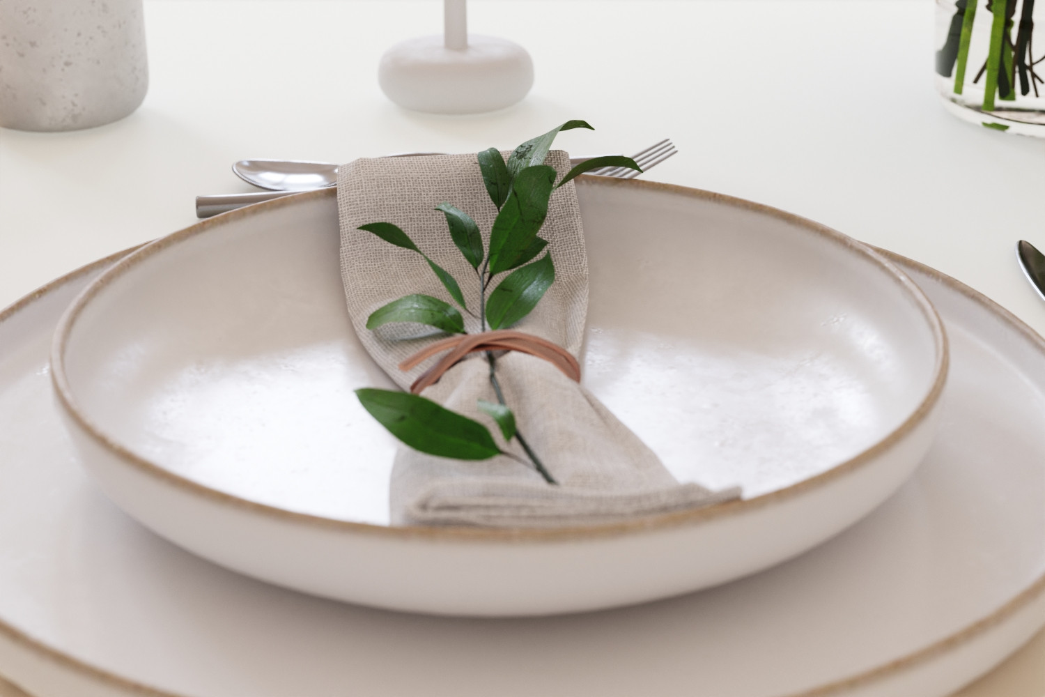 Classic restaurant table setting tableware 3D Model