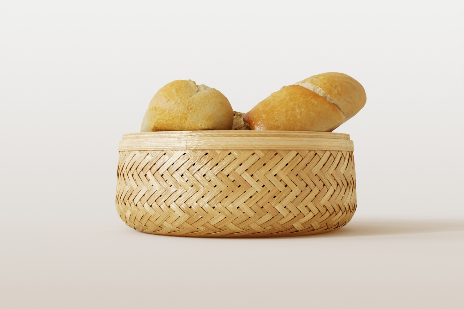 Wicker bread basket 3D Model