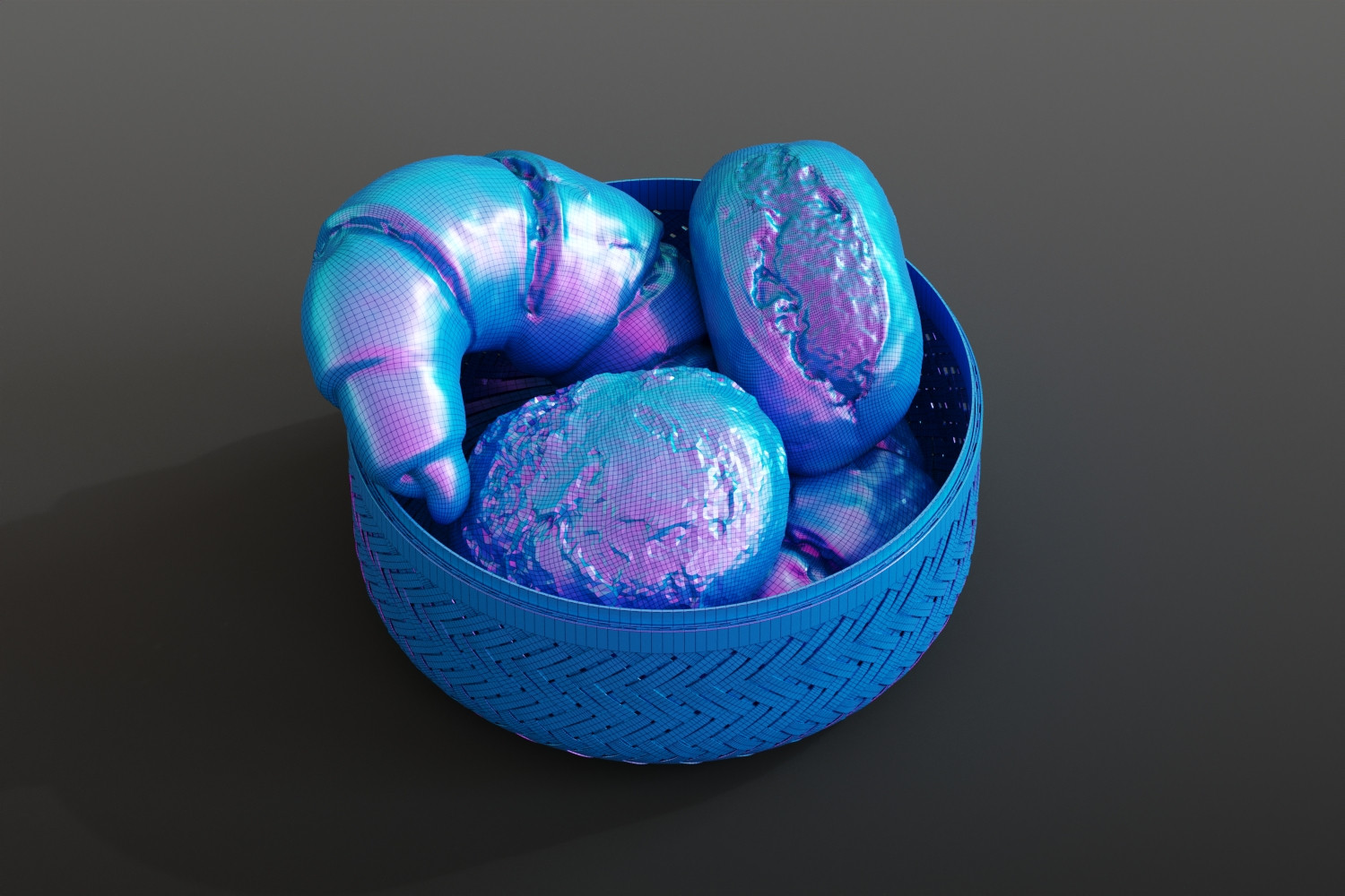 Wicker bread basket 3D Model
