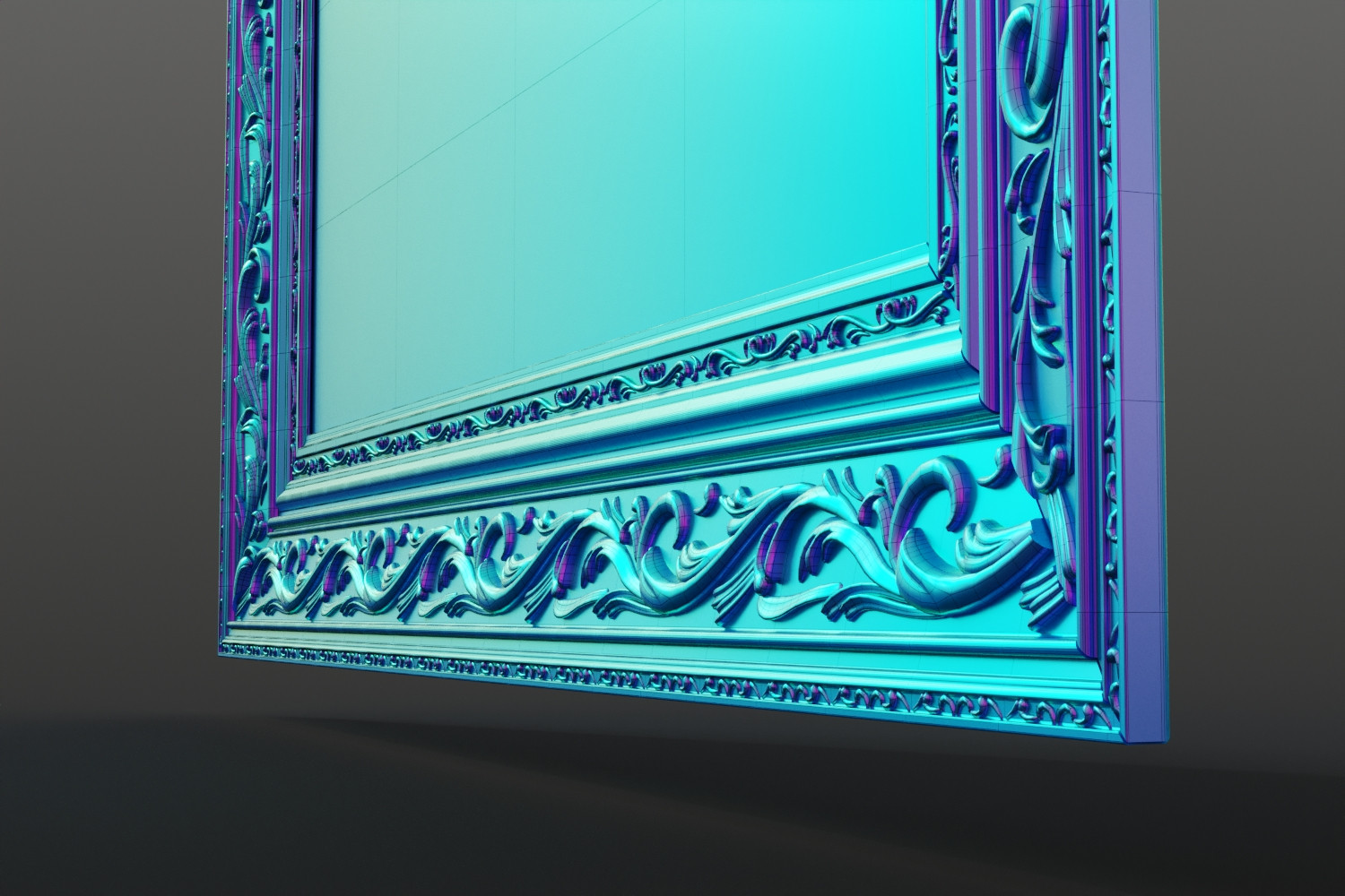 Antique frame with painting 3D model
